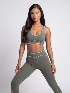 Top Tier Women's Topstitching Yoga Sports Bra, Gray Green - card (draft, superseded)