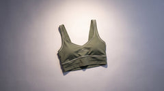 Top Tier Women's Topstitching Yoga Sports Bra, Gray Green - flat lay (draft, superseded)