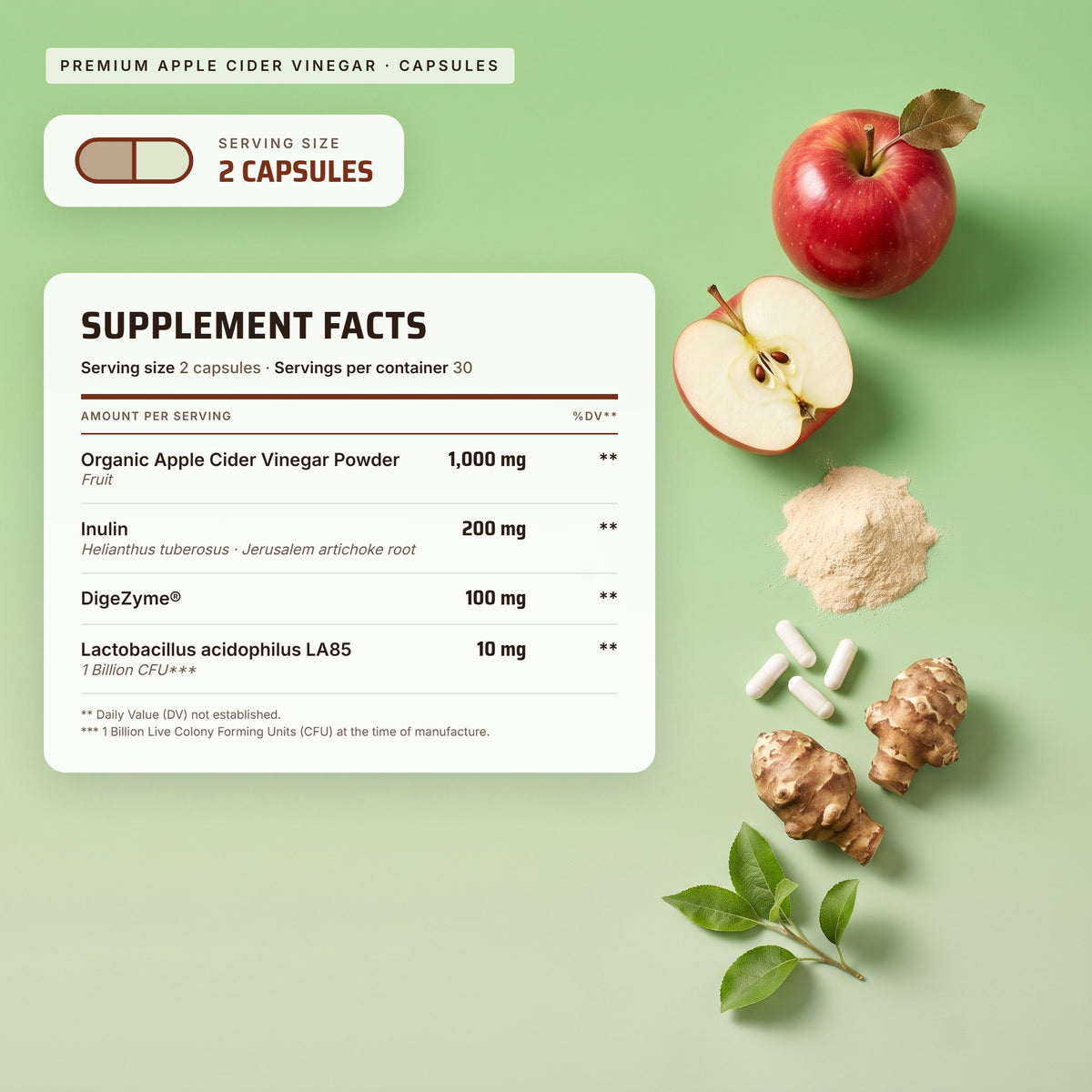 Top Tier Apple Cider Vinegar – supplement facts panel