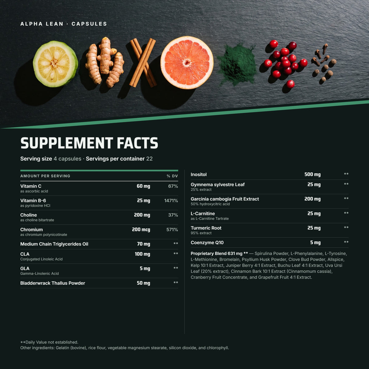 Top Tier Alpha Lean – supplement facts panel