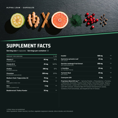 Top Tier Alpha Lean – supplement facts panel