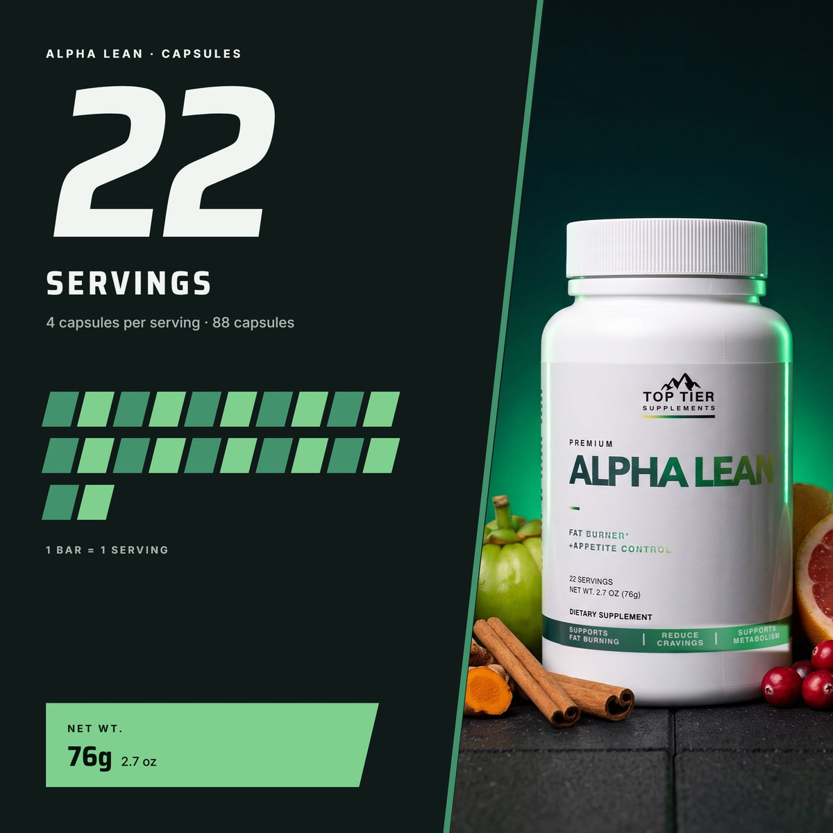 Top Tier Alpha Lean – servings per container