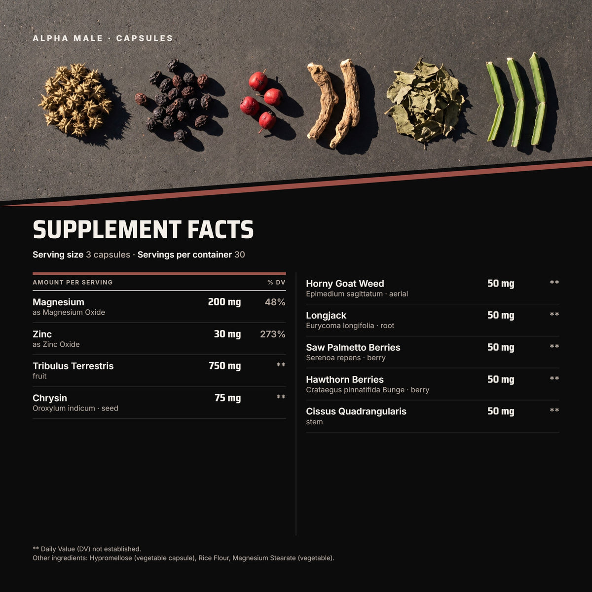 Top Tier Alpha Male – supplement facts panel