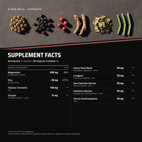 Top Tier Alpha Male – supplement facts panel