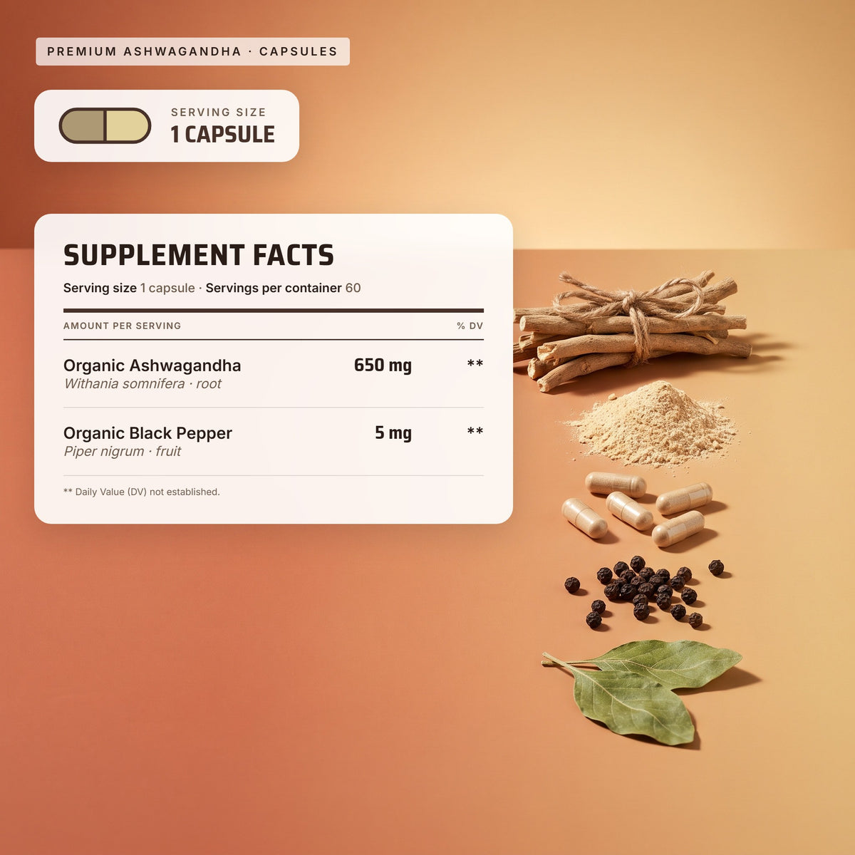 Top Tier Ashwagandha – supplement facts panel