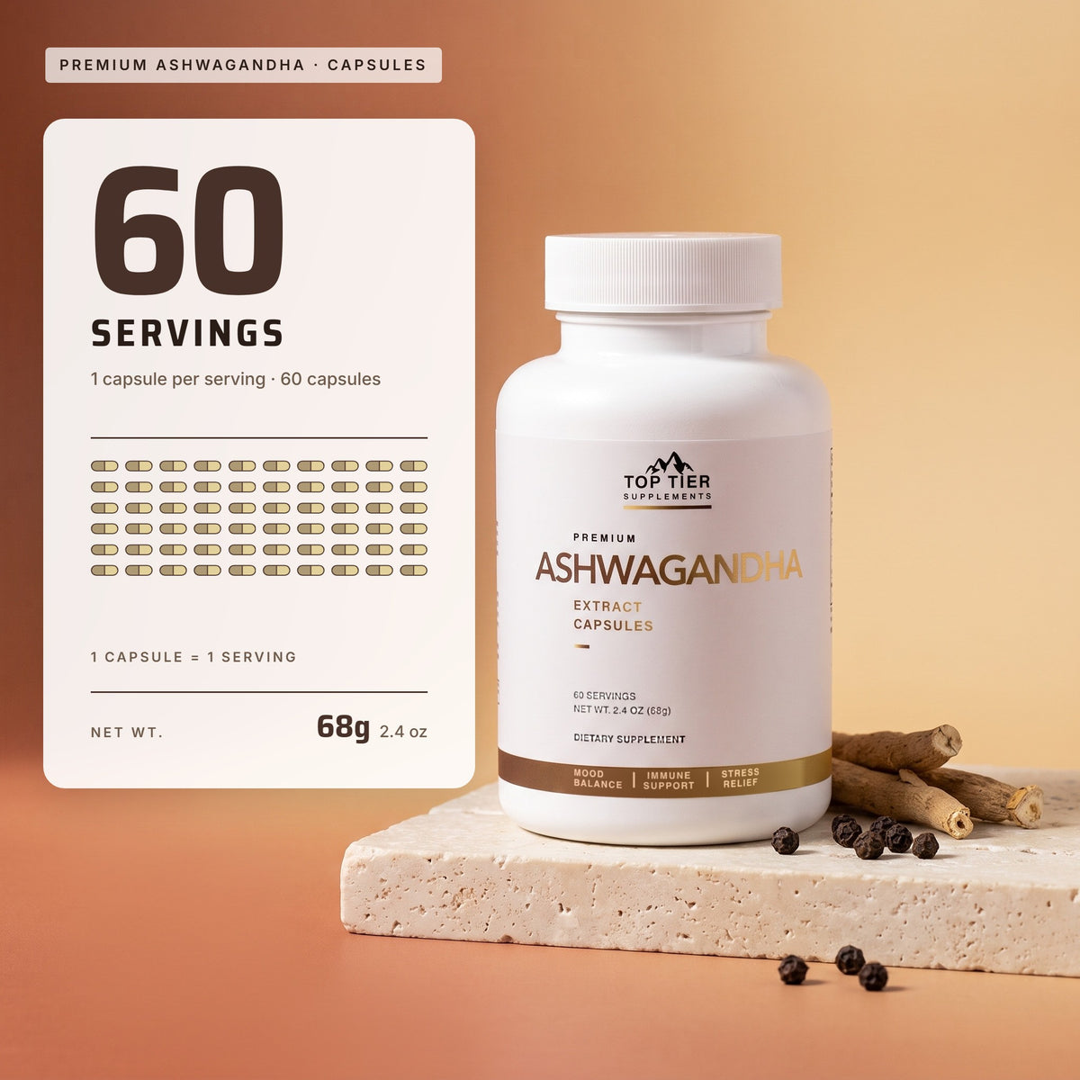 Top Tier Ashwagandha – servings per container