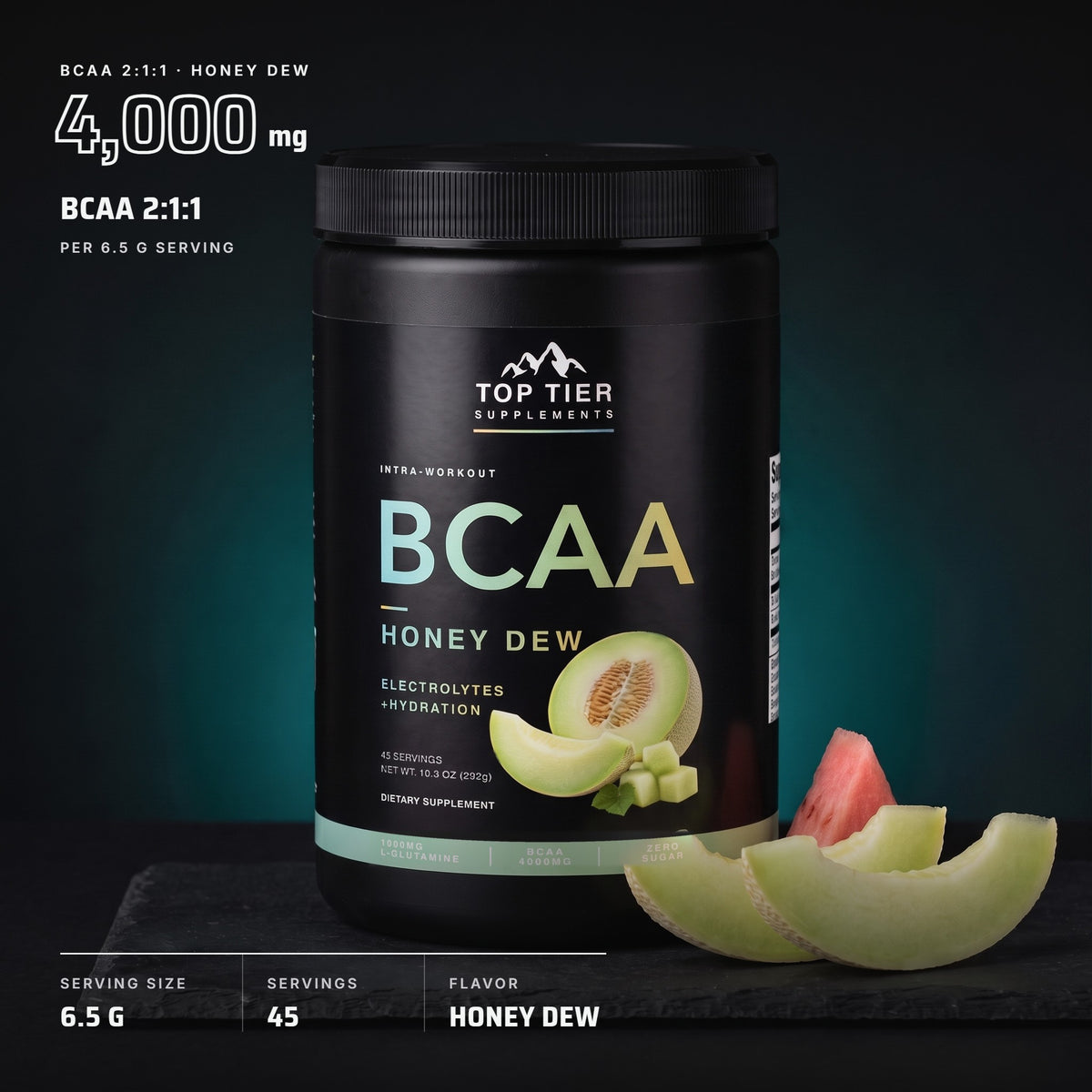 Top Tier BCAA Honeydew Watermelon – headline dose