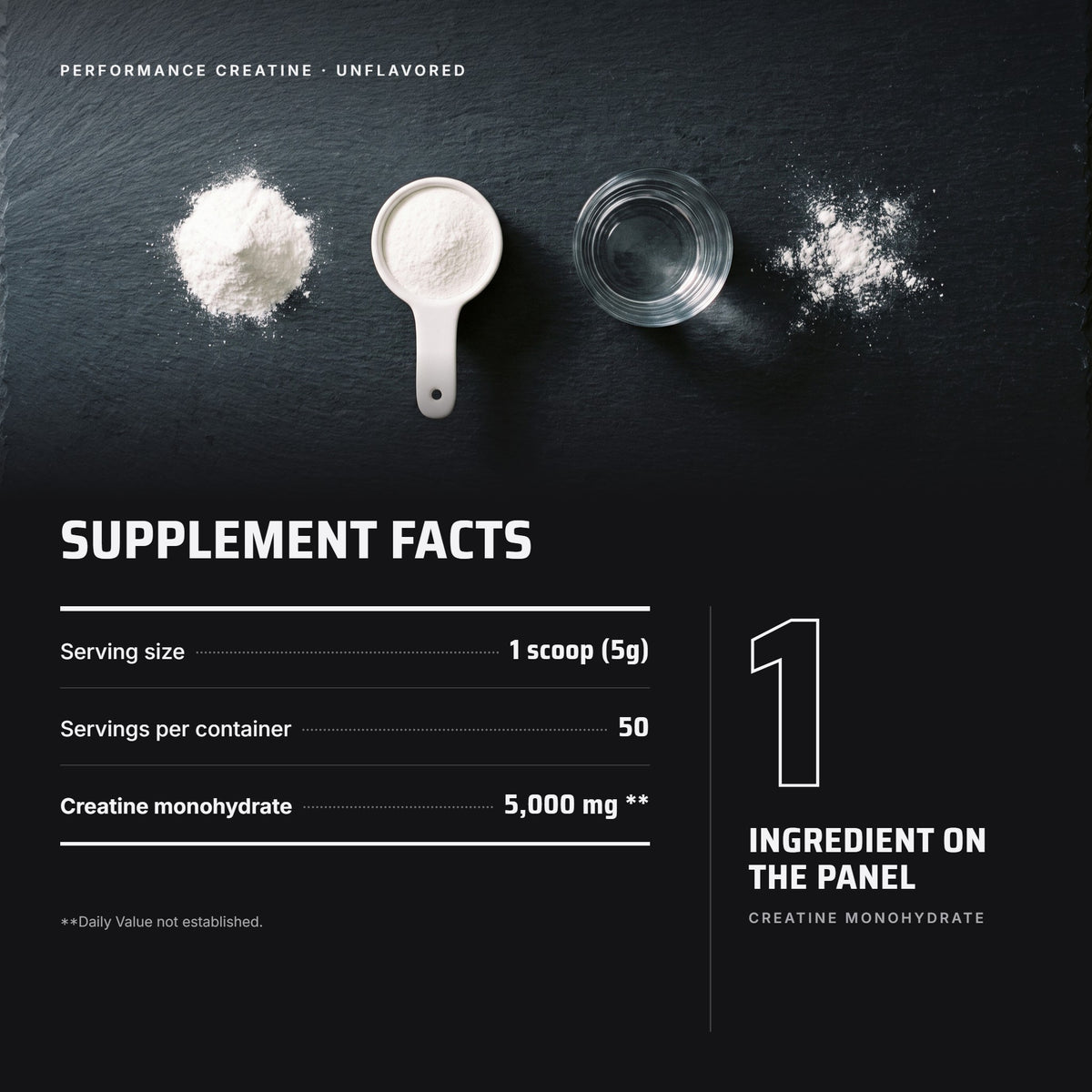 Top Tier Creatine Monohydrate – supplement facts panel