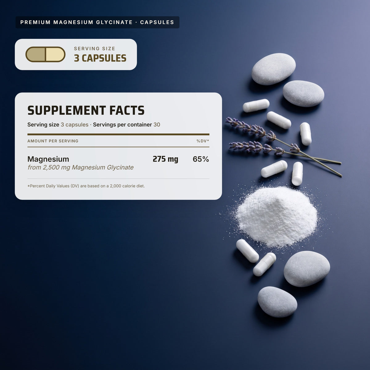 Top Tier Magnesium Glycinate – supplement facts panel