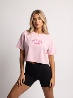 Women's Mineral Wash Cotton Crop T-Shirt - Pink - collection card