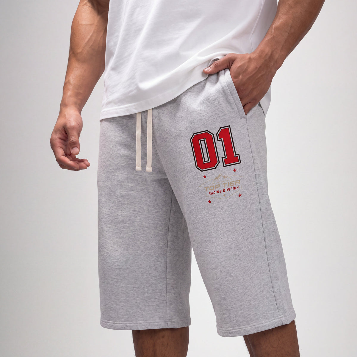 Relaxed Drawstring Three-quarter Sweatpants