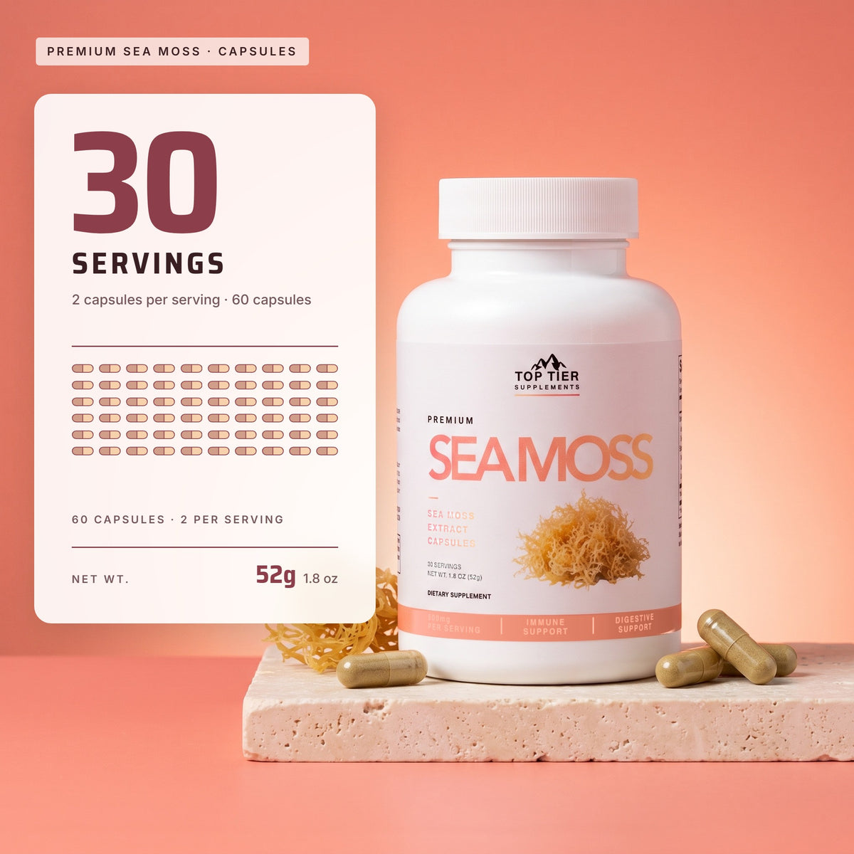 Top Tier Sea Moss – servings per container