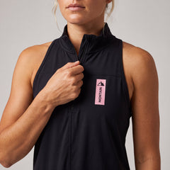 Women's Quarter-Zip Yoga Romper, Black -- closeup draw 2, QC FAIL still a centred portrait